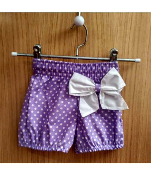Shorts lila con topitos blancos de 9 Meses a 8 Años