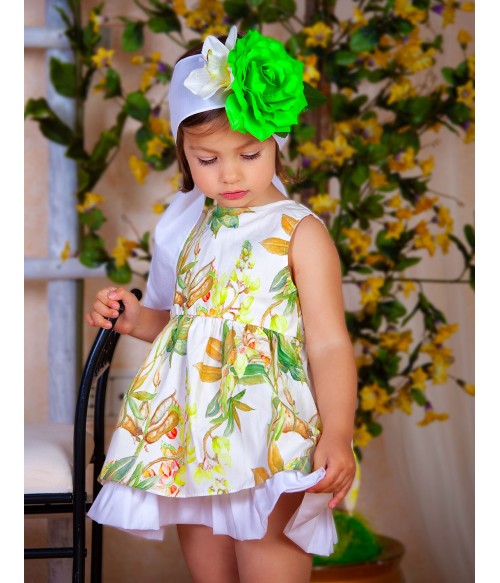 Vestido niña hojas caqui